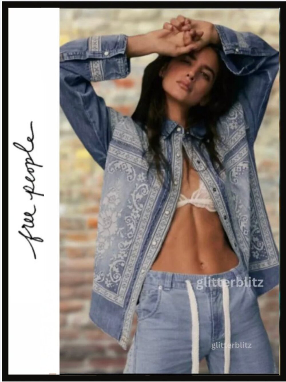 Free People Embroidered Denim Shirt -  MSRP $228